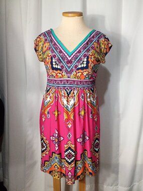 Kiara multicolor elastic waist dress size M